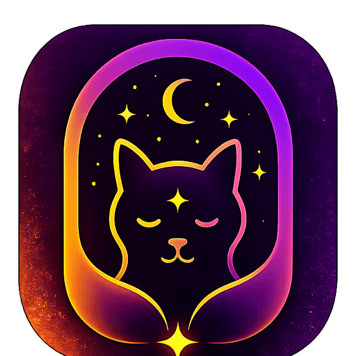 Torvii app icon — a sleeping cat under a crescent moon
